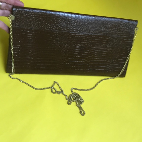Vintage 80’s brown leather clutch/shoulder purse - Picture 6 of 8